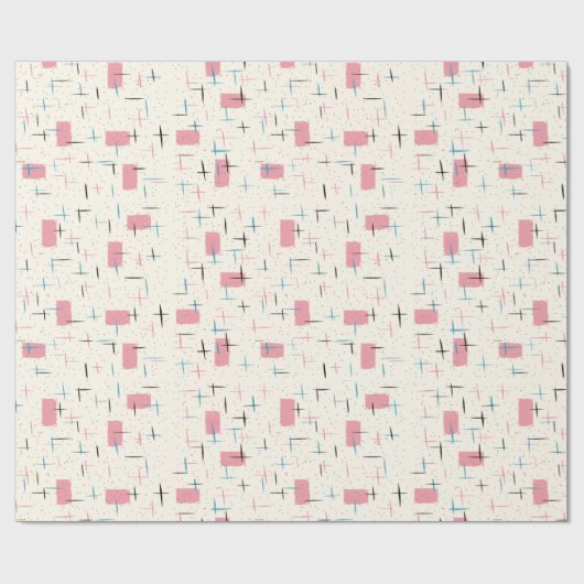 Retro Atomic Pink Pattern Wrapping Paper Cadeaupapier (Vlak)