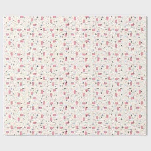Retro Atomic Pink Pattern Wrapping Paper Cadeaupapier (Vlak)
