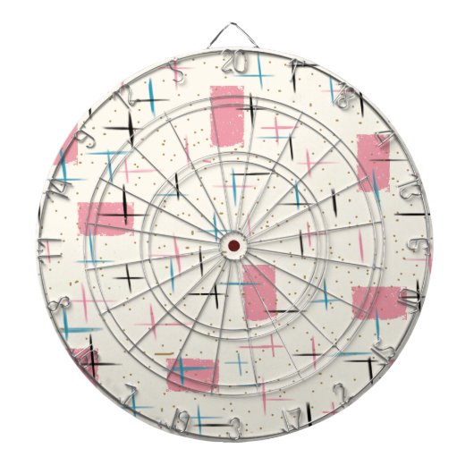 Retro Atomic Roze Patroon Dart Board Dartbord (Voorkant)
