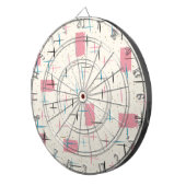 Retro Atomic Roze Patroon Dart Board Dartbord (Voorkant Rechts)