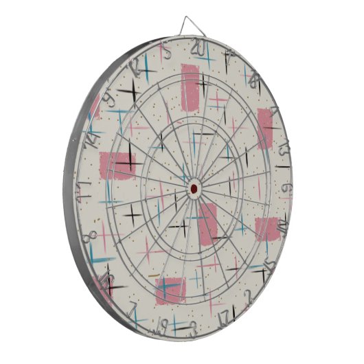 Retro Atomic Roze Patroon Dart Board Dartbord (Voorkant Links)