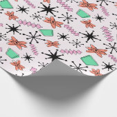 Retro Atomic Roze Sinaasappel Groen inpakpapier (Hoek)