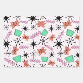 Retro Atomic Roze Sinaasappel Groen inpakpapier Vel (Voorkant 3)