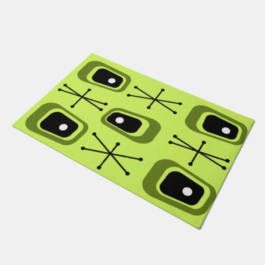 Retro Atomic Space Age Chartreuse Deurmat (Schuin)