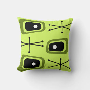 Retro Atomic Space Age Chartreuse Kussen