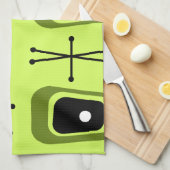 Retro Atomic Space Age Chartreuse Theedoek (Quarter Fold)