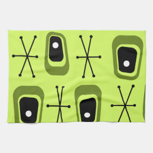 Retro Atomic Space Age Chartreuse Theedoek