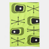 Retro Atomic Space Age Chartreuse Theedoek (Verticaal)