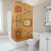 Retro Atomic Space Age Sinaasappel Douchegordijn (In situ)