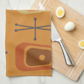 Retro Atomic Space Age Sinaasappel Theedoek (Quarter Fold)