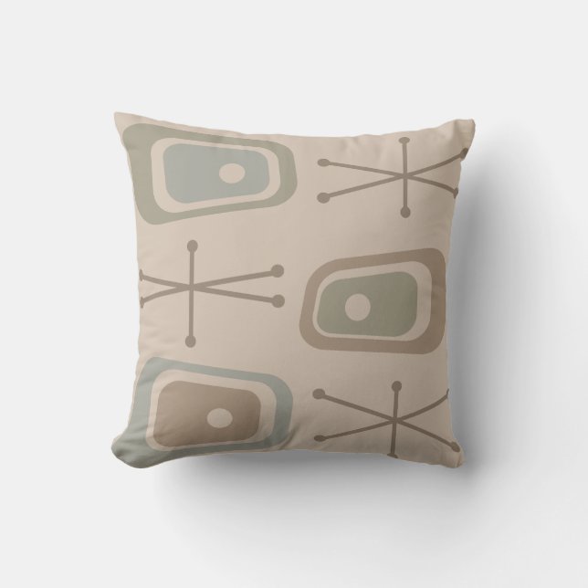 Retro Atomic Space Age Soft Neutral Colors Kussen (Voorkant)