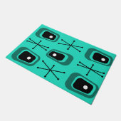 Retro Atomic Space Age Turquoise Deurmat (Schuin)