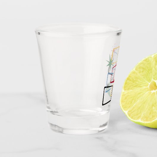 Retro Atomic Squares Sterren Boomerang Midden-eeuw Shot Glas (Links)