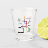 Retro Atomic Squares Sterren Boomerang Midden-eeuw Shot Glas (Voorkant)