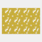 Retro Atomic Star Cat MidCentury 1970s Kerstmis Inpakpapier Vel (Voorkant 3)