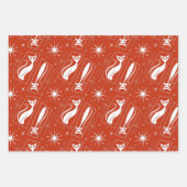 Retro Atomic Star Cat MidCentury 1970s Kerstmis Inpakpapier Vel (Voorkant 2)