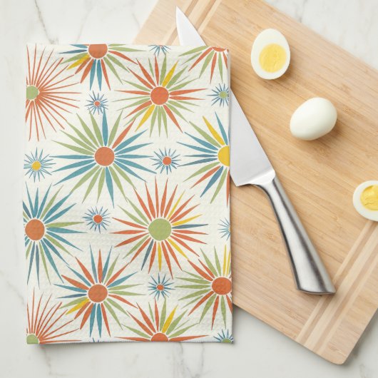 Retro Atomic Star keukenhanddoek (Quarter Fold)