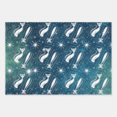 Retro Atomic Star Space Cat MidCentury Kerstmis Inpakpapier Vel (Voorkant 3)