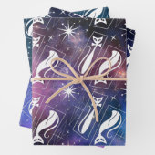 Retro Atomic Star Space Cat MidCentury Kerstmis Inpakpapier Vel (In situ)