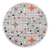 Retro Atomic Starburst Design Keramische Knop (Voorkant)