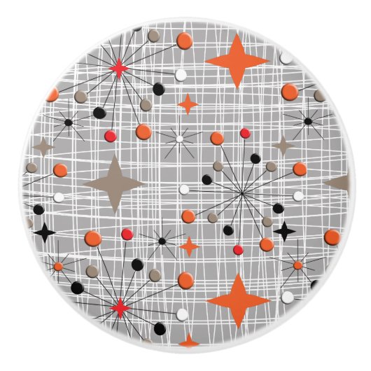 Retro Atomic Starburst Design Keramische Knop (Voorkant)