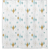 Retro Atomic Starburst Mid Century Patroon Douchegordijn (Voorkant)