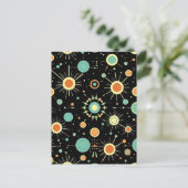 Retro Atomic Starburst Midcentury Pattern Briefkaart (Staand voorkant)