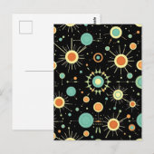 Retro Atomic Starburst Midcentury Pattern Briefkaart (Voorkant / Achterkant)