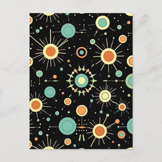 Retro Atomic Starburst Midcentury Pattern Briefkaart (Voorkant)