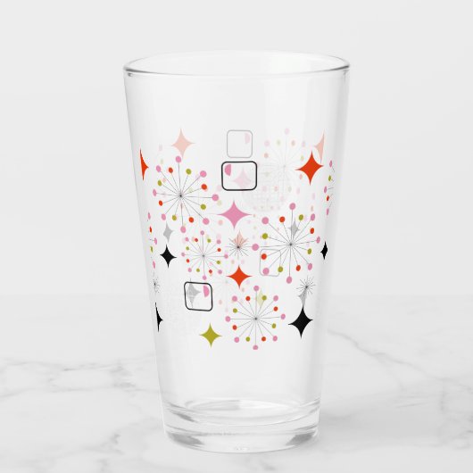 Retro Atomic Starburst Modern mid-century patroon Glas (Achterkant)