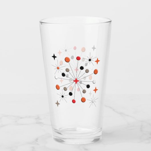 Retro Atomic Starburst Modern mid-century patroon  Glas (Achterkant)