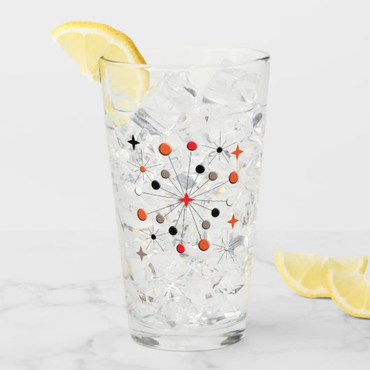 Retro Atomic Starburst Modern mid-century patroon  Glas (Voorkant ijs)