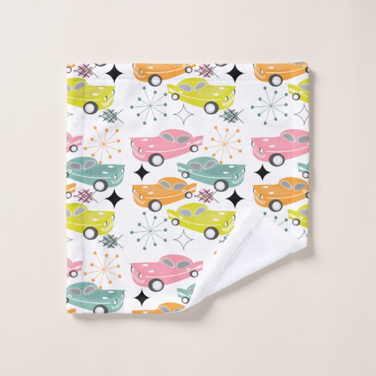 Retro Atomic Starburst Moderne auto's uit de midde Bad Handdoek (Wasdoekje)