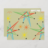 Retro Atomic Starburst Multicolored Pattern Briefkaart (Voorkant / Achterkant)