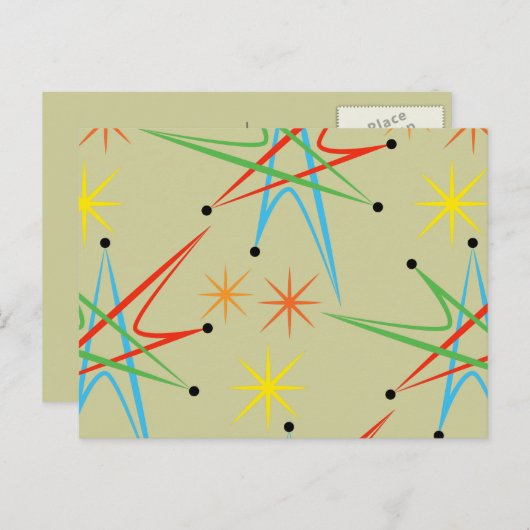 Retro Atomic Starburst Multicolored Pattern Briefkaart (Voorkant / Achterkant)