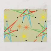 Retro Atomic Starburst Multicolored Pattern Briefkaart (Voorkant)