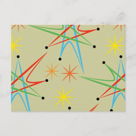 Retro Atomic Starburst Multicolored Pattern Briefkaart (Voorkant)