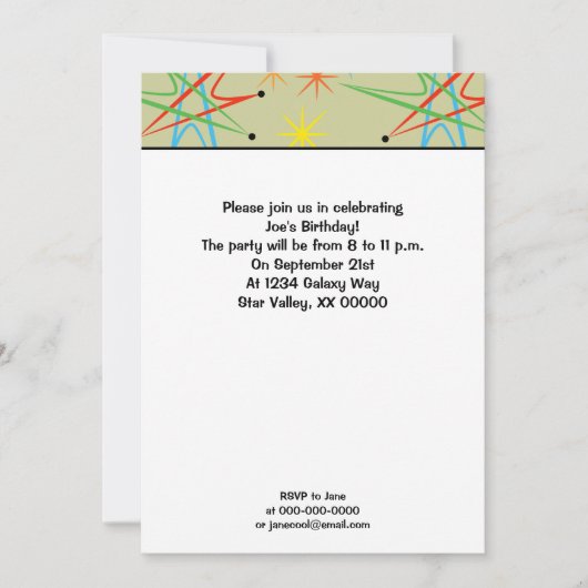 Retro Atomic Starburst Multicolored Pattern Kaart (Voorkant)