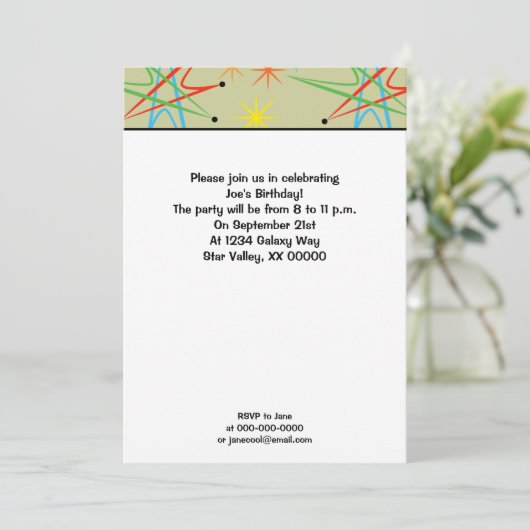 Retro Atomic Starburst Multicolored Pattern Kaart (Staand voorkant)
