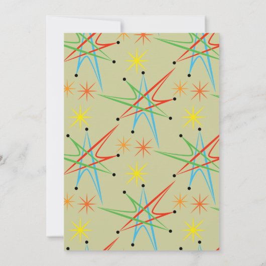 Retro Atomic Starburst Multicolored Pattern Kaart (Achterkant)