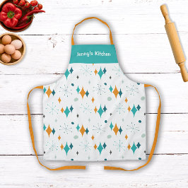 Retro  Atomic Starburst Patroon Aangepaste naam Schort
