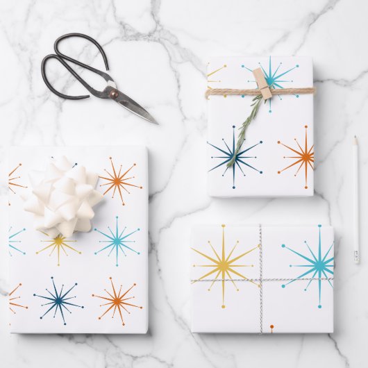 Retro Atomic Starburst Pattern Choose Your Colors Inpakpapier Vel (Voorkant)