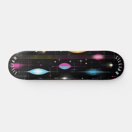 Retro Atomic Starburst Schaats Deck Design Persoonlijk Skateboard (Horizontaal)