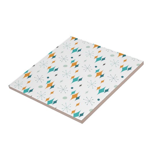 Retro Atomic Starburst Sterren Patroon Tegeltje (Zijkant)