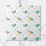 Retro Atomic Starburst Sterren Patroon Tegeltje<br><div class="desc">Dit abstracte retro-ontwerp combineert een middeneeuws starburst en moderne vormen en weerspiegelt retro  vibes. Ideaal voor mensen die van de retro en  esthesie houden.</div>