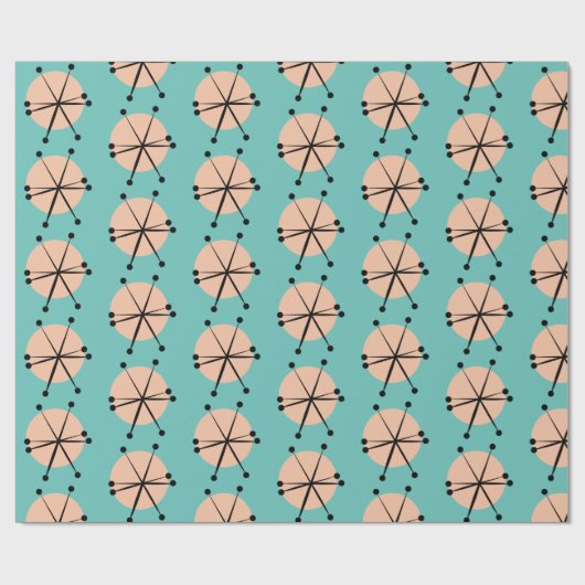 Retro Atomic Stars Patroon Cadeaupapier (Vlak)