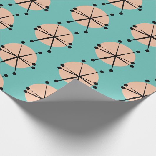 Retro Atomic Stars Patroon Cadeaupapier (Hoek)