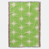 Retro Atomic Stars Pattern op Lime Green Deken (Voorkant Verticaal)