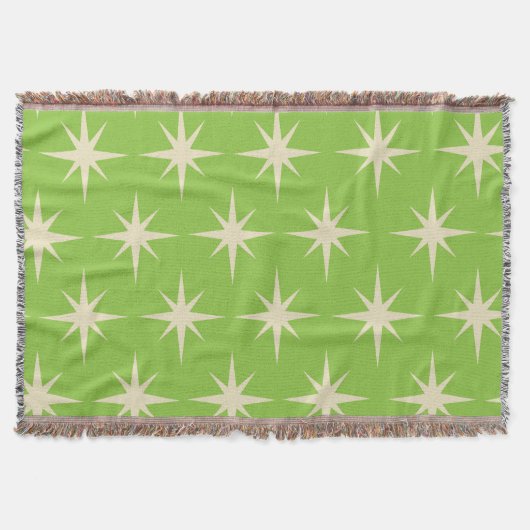 Retro Atomic Stars Pattern op Lime Green Deken (Voorkant)