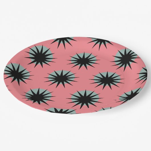 Retro Atomic Sunburst Pattern Papieren Bordje (Gekanteld)